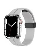 For Apple Watch Series 10 46mm / Ultra 2 Ultra 49mm /  Series 9 8 7 45mm / 6 5 4 SE (2023) SE (2022) SE 44mm / 3 2 1 42mm Magnetic Buckle Silicone Watch Band Wristband Strap Bracelet - Rock Grey