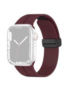 For Apple Watch Series 10 46mm / Ultra 2 Ultra 49mm /  Series 9 8 7 45mm / 6 5 4 SE (2023) SE (2022) SE 44mm / 3 2 1 42mm Magnetic Buckle Silicone Watch Band Wristband Strap Bracelet - Wine Red