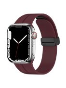 For Apple Watch Series 10 46mm / Ultra 2 Ultra 49mm /  Series 9 8 7 45mm / 6 5 4 SE (2023) SE (2022) SE 44mm / 3 2 1 42mm Magnetic Buckle Silicone Watch Band Wristband Strap Bracelet - Wine Red