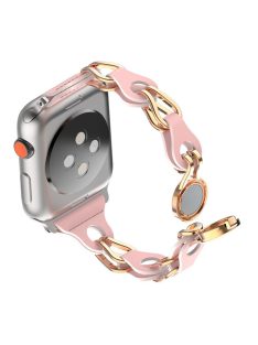   For Apple Watch Series 10 46mm / Ultra 2 Ultra 49mm /  Series 9 8 7 45mm / 6 5 4 SE (2023) SE (2022) SE 44mm / 3 2 1 42mm Magnetic Chain Style Watch Band - Pink