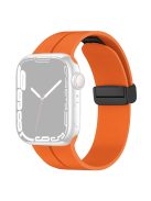 For Apple Watch Series 10 46mm / Ultra 2 Ultra 49mm /  Series 9 8 7 45mm / 6 5 4 SE (2023) SE (2022) SE 44mm / 3 2 1 42mm Magnetic Folding Buckle Silicone Watch Band Wristband Strap Bracelet - Orange