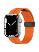 For Apple Watch Series 10 46mm / Ultra 2 Ultra 49mm /  Series 9 8 7 45mm / 6 5 4 SE (2023) SE (2022) SE 44mm / 3 2 1 42mm Magnetic Folding Buckle Silicone Watch Band Wristband Strap Bracelet - Orange