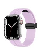 For Apple Watch Series 10 46mm / Ultra 2 Ultra 49mm /  Series 9 8 7 45mm / 6 5 4 SE (2023) SE (2022) SE 44mm / 3 2 1 42mm Magnetic Folding Buckle Silicone Watch Band Wristband Strap Bracelet - Purple