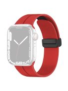 For Apple Watch Series 10 46mm / Ultra 2 Ultra 49mm /  Series 9 8 7 45mm / 6 5 4 SE (2023) SE (2022) SE 44mm / 3 2 1 42mm Magnetic Folding Buckle Silicone Watch Band Wristband Strap Bracelet - Red