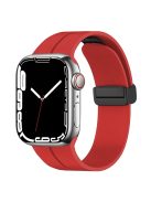 For Apple Watch Series 10 46mm / Ultra 2 Ultra 49mm /  Series 9 8 7 45mm / 6 5 4 SE (2023) SE (2022) SE 44mm / 3 2 1 42mm Magnetic Folding Buckle Silicone Watch Band Wristband Strap Bracelet - Red