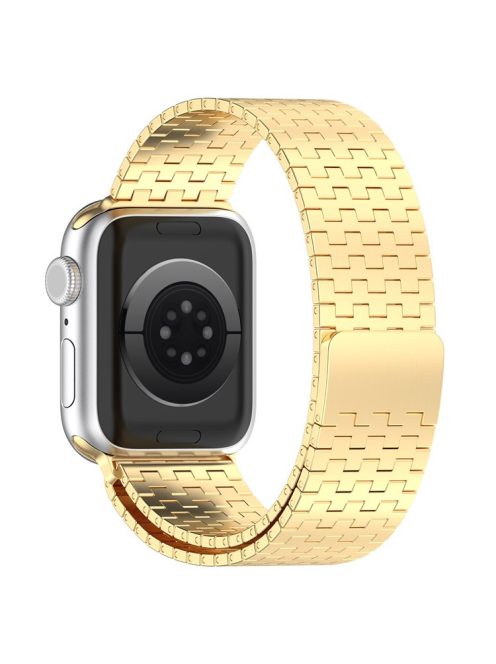 For Apple Watch Series 10 46mm / Ultra 2 Ultra 49mm /  Series 9 8 7 45mm / 6 5 4 SE (2023) SE (2022) SE 44mm / 3 2 1 42mm Magnetic Watch Band Stainless Steel Strap - Gold