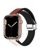 For Apple Watch Series 10 46mm / Ultra 2 Ultra 49mm /  Series 9 8 7 45mm / 6 5 4 SE (2023) SE (2022) SE 44mm / 3 2 1 42mm Magnetic Watch Strap - White / Brown