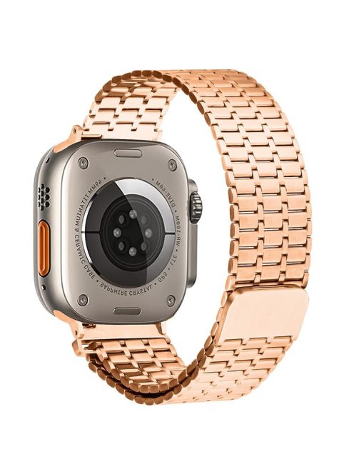 For Apple Watch Series 10 46mm / Ultra 2 Ultra 49mm /  Series 9 8 7 45mm / 6 5 4 SE (2023) SE (2022) SE 44mm / 3 2 1 42mm Magnetic Watch Strap 316L Stainless Steel Wristband - Rose Gold