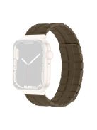 For Apple Watch Series 10 46mm / Ultra 2 Ultra 49mm /  Series 9 8 7 45mm / 6 5 4 SE (2023) SE (2022) SE 44mm / 3 2 1 42mm Magnetic Watch Strap Genuine Cow Leather Band - Brown