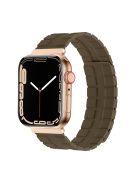 For Apple Watch Series 10 46mm / Ultra 2 Ultra 49mm /  Series 9 8 7 45mm / 6 5 4 SE (2023) SE (2022) SE 44mm / 3 2 1 42mm Magnetic Watch Strap Genuine Cow Leather Band - Brown