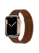 For Apple Watch Series 10 46mm / Ultra 2 Ultra 49mm /  Series 9 8 7 45mm / 6 5 4 SE (2023) SE (2022) SE 44mm / 3 2 1 42mm Magnetic Watch Strap Genuine Cow Leather Band - Coffee