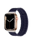 For Apple Watch Series 10 46mm / Ultra 2 Ultra 49mm /  Series 9 8 7 45mm / 6 5 4 SE (2023) SE (2022) SE 44mm / 3 2 1 42mm Magnetic Watch Strap Genuine Cow Leather Band - Dark Blue