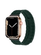 For Apple Watch Series 10 46mm / Ultra 2 Ultra 49mm /  Series 9 8 7 45mm / 6 5 4 SE (2023) SE (2022) SE 44mm / 3 2 1 42mm Magnetic Watch Strap Genuine Cow Leather Band - Dark Green