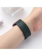 For Apple Watch Series 10 46mm / Ultra 2 Ultra 49mm /  Series 9 8 7 45mm / 6 5 4 SE (2023) SE (2022) SE 44mm / 3 2 1 42mm Magnetic Watch Strap Genuine Cow Leather Band - Dark Green