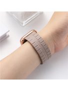 For Apple Watch Series 10 46mm / Ultra 2 Ultra 49mm /  Series 9 8 7 45mm / 6 5 4 SE (2023) SE (2022) SE 44mm / 3 2 1 42mm Magnetic Watch Strap Genuine Cow Leather Band - Khaki