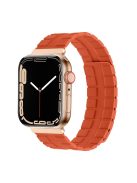 For Apple Watch Series 10 46mm / Ultra 2 Ultra 49mm /  Series 9 8 7 45mm / 6 5 4 SE (2023) SE (2022) SE 44mm / 3 2 1 42mm Magnetic Watch Strap Genuine Cow Leather Band - Orange