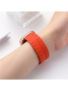 For Apple Watch Series 10 46mm / Ultra 2 Ultra 49mm /  Series 9 8 7 45mm / 6 5 4 SE (2023) SE (2022) SE 44mm / 3 2 1 42mm Magnetic Watch Strap Genuine Cow Leather Band - Orange