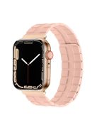 For Apple Watch Series 10 46mm / Ultra 2 Ultra 49mm /  Series 9 8 7 45mm / 6 5 4 SE (2023) SE (2022) SE 44mm / 3 2 1 42mm Magnetic Watch Strap Genuine Cow Leather Band - Pink