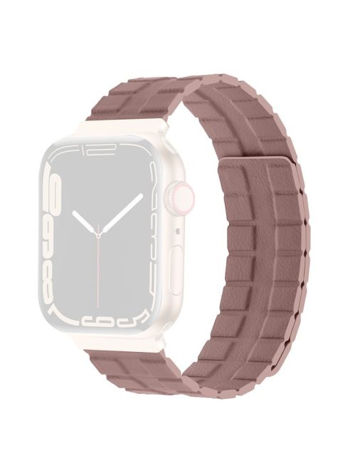 For Apple Watch Series 10 46mm / Ultra 2 Ultra 49mm /  Series 9 8 7 45mm / 6 5 4 SE (2023) SE (2022) SE 44mm / 3 2 1 42mm Magnetic Watch Strap Genuine Cow Leather Band - Rose Pink