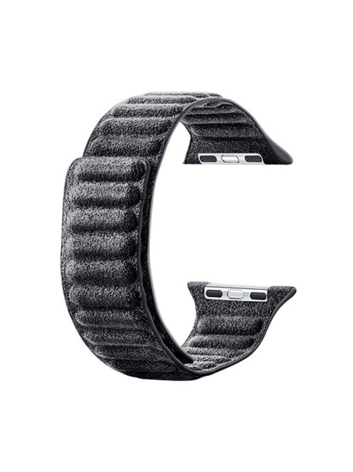 For Apple Watch Series 10 46mm / Ultra 2 Ultra 49mm /  Series 9 8 7 45mm / 6 5 4 SE (2023) SE (2022) SE 44mm / 3 2 1 42mm Magnetic Watch Strap Suede Leather Watchband - Dark Grey