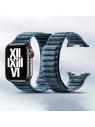 For Apple Watch Series 10 46mm / Ultra 2 Ultra 49mm /  Series 9 8 7 45mm / 6 5 4 SE (2023) SE (2022) SE 44mm / 3 2 1 42mm Magnetic Watch Strap Suede Leather Watchband - Navy Blue