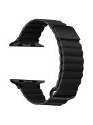 For Apple Watch Series 10 46mm / Ultra 2 Ultra 49mm /  Series 9 8 7 45mm / 6 5 4 SE (2023) SE (2022) SE 44mm / 3 2 1 42mm Magnetic Watchband Leather Watch Strap - Black / Black