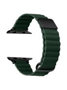 For Apple Watch Series 10 46mm / Ultra 2 Ultra 49mm /  Series 9 8 7 45mm / 6 5 4 SE (2023) SE (2022) SE 44mm / 3 2 1 42mm Magnetic Watchband Leather Watch Strap - Black / Green