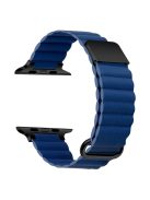 For Apple Watch Series 10 46mm / Ultra 2 Ultra 49mm /  Series 9 8 7 45mm / 6 5 4 SE (2023) SE (2022) SE 44mm / 3 2 1 42mm Magnetic Watchband Leather Watch Strap - Black / Midnight Blue