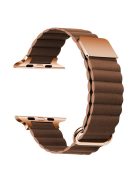 For Apple Watch Series 10 46mm / Ultra 2 Ultra 49mm /  Series 9 8 7 45mm / 6 5 4 SE (2023) SE (2022) SE 44mm / 3 2 1 42mm Magnetic Watchband Leather Watch Strap - Rose Gold / Brown