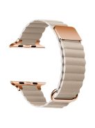 For Apple Watch Series 10 46mm / Ultra 2 Ultra 49mm /  Series 9 8 7 45mm / 6 5 4 SE (2023) SE (2022) SE 44mm / 3 2 1 42mm Magnetic Watchband Leather Watch Strap - Rose Gold / Khaki