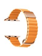 For Apple Watch Series 10 46mm / Ultra 2 Ultra 49mm /  Series 9 8 7 45mm / 6 5 4 SE (2023) SE (2022) SE 44mm / 3 2 1 42mm Magnetic Watchband Leather Watch Strap - Rose Gold / Orange