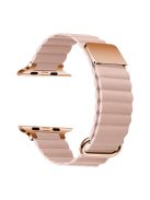 For Apple Watch Series 10 46mm / Ultra 2 Ultra 49mm /  Series 9 8 7 45mm / 6 5 4 SE (2023) SE (2022) SE 44mm / 3 2 1 42mm Magnetic Watchband Leather Watch Strap - Rose Gold / Pink