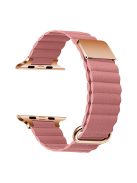 For Apple Watch Series 10 46mm / Ultra 2 Ultra 49mm /  Series 9 8 7 45mm / 6 5 4 SE (2023) SE (2022) SE 44mm / 3 2 1 42mm Magnetic Watchband Leather Watch Strap - Rose Gold / Rose Pink