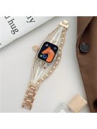 For Apple Watch Series 10 46mm / Ultra 2 Ultra 49mm /  Series 9 8 7 45mm / 6 5 4 SE (2023) SE (2022) SE 44mm / 3 2 1 42mm Metal Leather Strap Heart Pendant Bracelet Watch Band - Gold