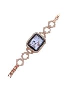 For Apple Watch Series 10 46mm / Ultra 2 Ultra 49mm /  Series 9 8 7 45mm / 6 5 4 SE (2023) SE (2022) SE 44mm / 3 2 1 42mm Metal O-Shape Watch Strap with Rhinestone - Rose Gold