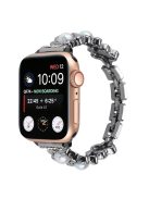 For Apple Watch Series 10 46mm / Ultra 2 Ultra 49mm /  Series 9 8 7 45mm / 6 5 4 SE (2023) SE (2022) SE 44mm / 3 2 1 42mm Metal Watch Band Flower Docor Strap - Black