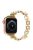 For Apple Watch Series 10 46mm / Ultra 2 Ultra 49mm /  Series 9 8 7 45mm / 6 5 4 SE (2023) SE (2022) SE 44mm / 3 2 1 42mm Metal Watch Band Flower Docor Strap - Gold