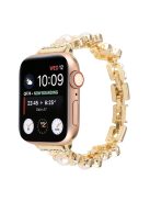 For Apple Watch Series 10 46mm / Ultra 2 Ultra 49mm /  Series 9 8 7 45mm / 6 5 4 SE (2023) SE (2022) SE 44mm / 3 2 1 42mm Metal Watch Band Flower Docor Strap - Gold