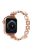 For Apple Watch Series 10 46mm / Ultra 2 Ultra 49mm /  Series 9 8 7 45mm / 6 5 4 SE (2023) SE (2022) SE 44mm / 3 2 1 42mm Metal Watch Band Flower Docor Strap - Rose Gold