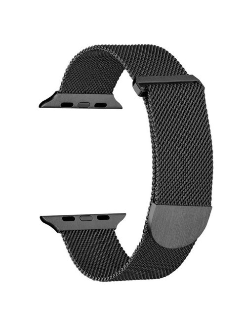 For Apple Watch Series 10 46mm / Ultra 2 Ultra 49mm /  Series 9 8 7 45mm / 6 5 4 SE (2023) SE (2022) SE 44mm / 3 2 1 42mm Metal Watch Strap Milanese Magnetic Watchband - Black