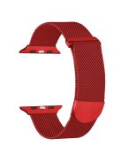 For Apple Watch Series 10 46mm / Ultra 2 Ultra 49mm /  Series 9 8 7 45mm / 6 5 4 SE (2023) SE (2022) SE 44mm / 3 2 1 42mm Metal Watch Strap Milanese Magnetic Watchband - Red