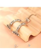 For Apple Watch Series 10 46mm / Ultra 2 Ultra 49mm /  Series 9 8 7 45mm / 6 5 4 SE (2023) SE (2022) SE 44mm / 3 2 1 42mm Metal Watch Strap Rhinestone Decorated Stretch Jewelry Wrist Band - Rose Gold