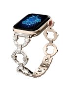 For Apple Watch Series 10 46mm / Ultra 2 Ultra 49mm /  Series 9 8 7 45mm / 6 5 4 SE (2023) SE (2022) SE 44mm / 3 2 1 42mm Metal Watch Strap Watch Band with Rhinestone Decoration - Champagne Gold