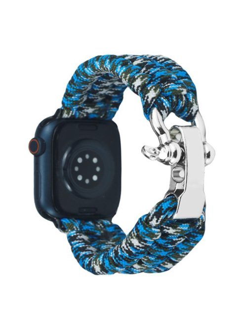 For Apple Watch Series 10 46mm / Ultra 2 Ultra 49mm /  Series 9 8 7 45mm / 6 5 4 SE (2023) SE (2022) SE 44mm / 3 2 1 42mm Nylon Braided Watch Band - Blue Camo