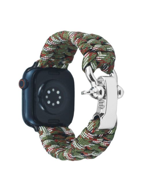 For Apple Watch Series 10 46mm / Ultra 2 Ultra 49mm /  Series 9 8 7 45mm / 6 5 4 SE (2023) SE (2022) SE 44mm / 3 2 1 42mm Nylon Braided Watch Band - Green Camo