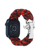 For Apple Watch Series 10 46mm / Ultra 2 Ultra 49mm /  Series 9 8 7 45mm / 6 5 4 SE (2023) SE (2022) SE 44mm / 3 2 1 42mm Nylon Braided Watch Band - Red Black Camo