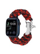 For Apple Watch Series 10 46mm / Ultra 2 Ultra 49mm /  Series 9 8 7 45mm / 6 5 4 SE (2023) SE (2022) SE 44mm / 3 2 1 42mm Nylon Braided Watch Band - Red Black Camo