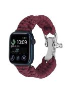 For Apple Watch Series 10 46mm / Ultra 2 Ultra 49mm /  Series 9 8 7 45mm / 6 5 4 SE (2023) SE (2022) SE 44mm / 3 2 1 42mm Nylon Braided Watch Band - Wine Red