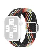 For Apple Watch Series 10 46mm / Ultra 2 Ultra 49mm /  Series 9 8 7 45mm / 6 5 4 SE (2023) SE (2022) SE 44mm / 3 2 1 42mm Nylon Braided Watch Band Magnetic Buckle Wrist Strap - Black Rainbow