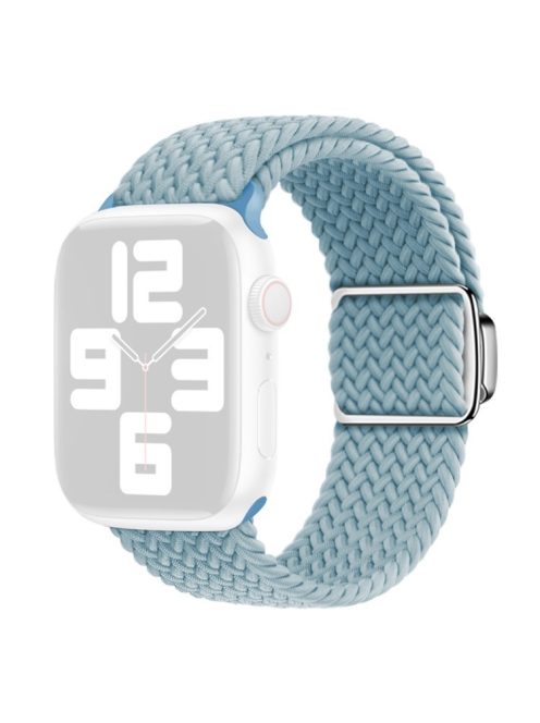 For Apple Watch Series 10 46mm / Ultra 2 Ultra 49mm /  Series 9 8 7 45mm / 6 5 4 SE (2023) SE (2022) SE 44mm / 3 2 1 42mm Nylon Braided Watch Band Magnetic Buckle Wrist Strap - Cyan